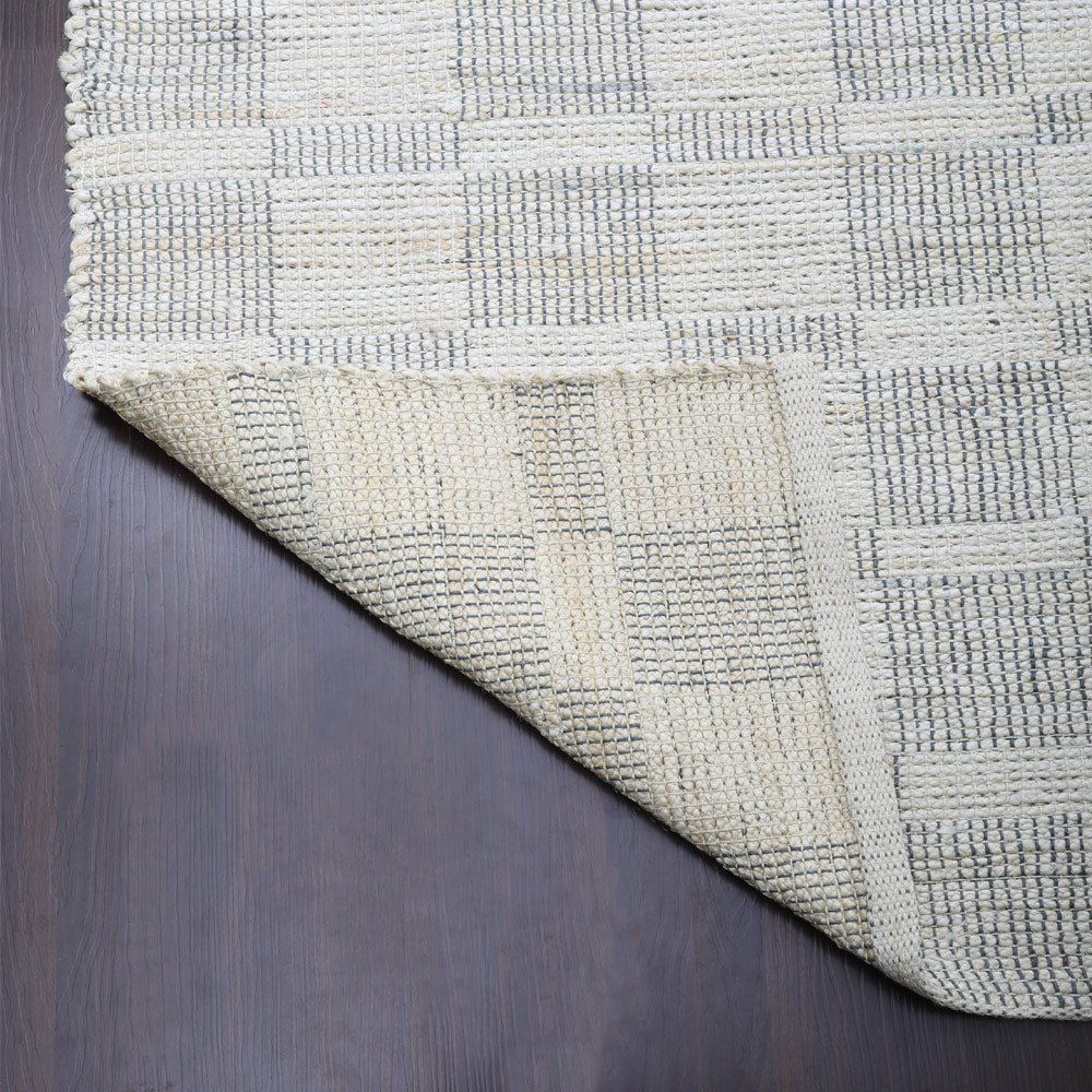 Beige Checkered Jute Area Rug for Modern & Minimal Interiors