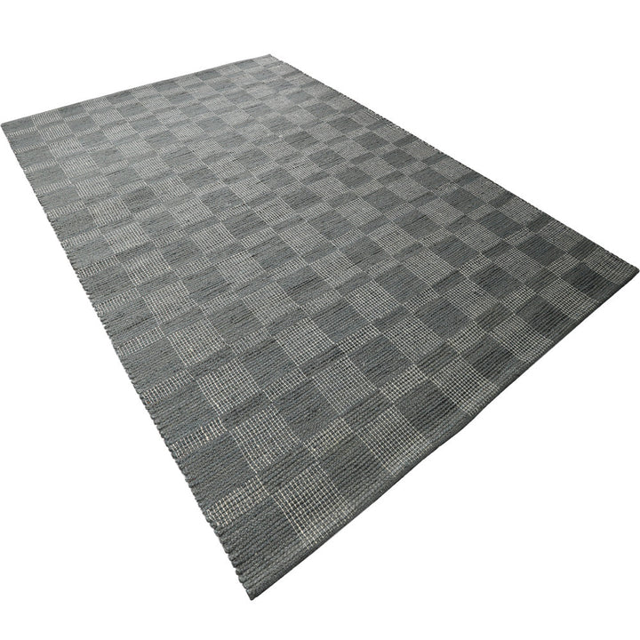 Beige Checkered Jute Area Rug for Modern & Minimal Interiors