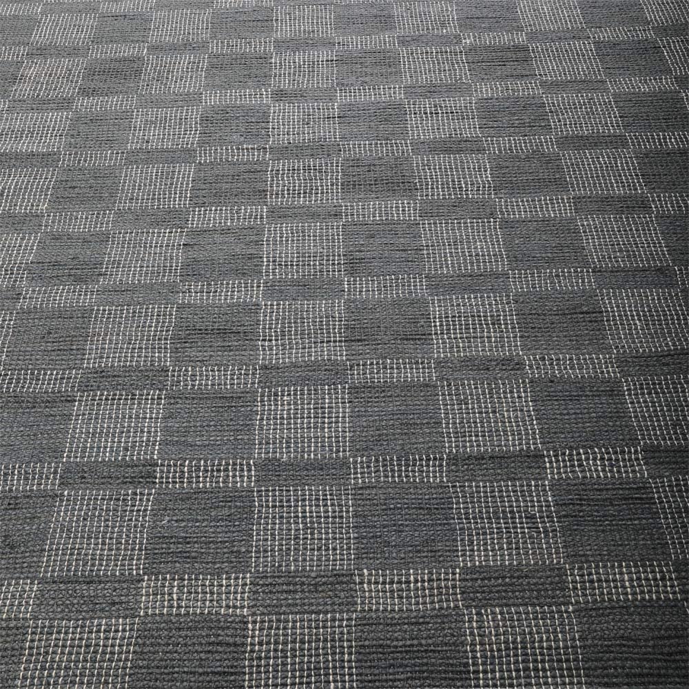Beige Checkered Jute Area Rug for Modern & Minimal Interiors
