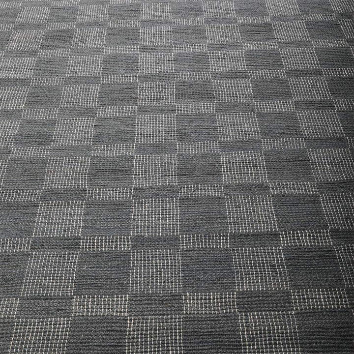 Beige Checkered Jute Area Rug for Modern & Minimal Interiors