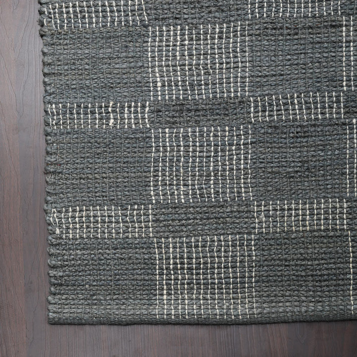 Beige Checkered Jute Area Rug for Modern & Minimal Interiors