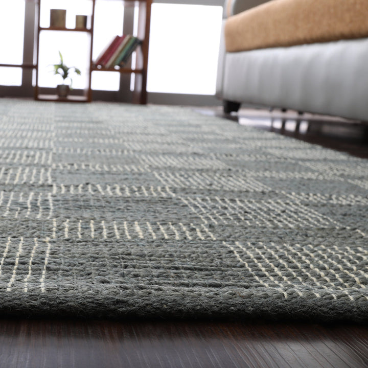 Beige Checkered Jute Area Rug for Modern & Minimal Interiors