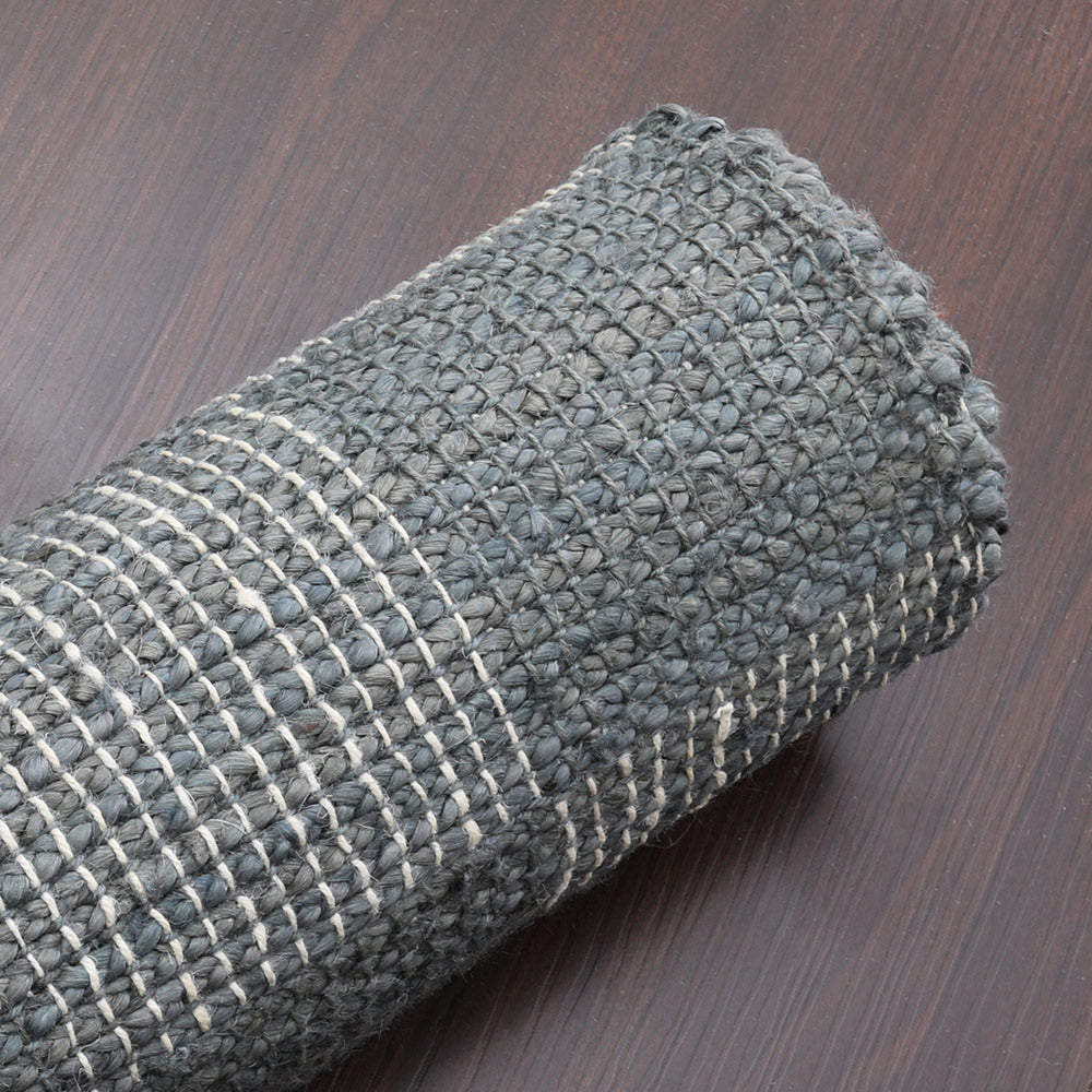 Beige Checkered Jute Area Rug for Modern & Minimal Interiors