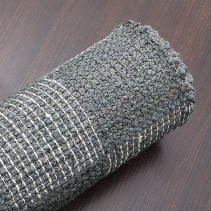 Beige Checkered Jute Area Rug for Modern & Minimal Interiors