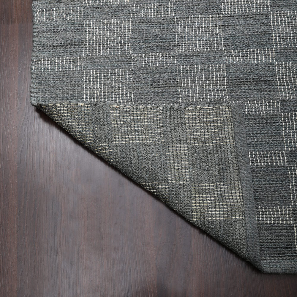 Beige Checkered Jute Area Rug for Modern & Minimal Interiors