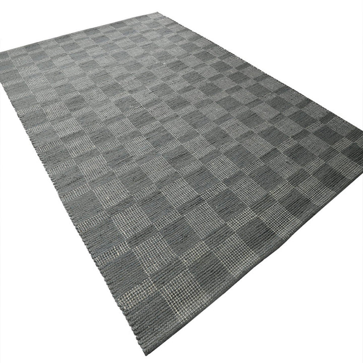 Beige Checkered Jute Area Rug for Modern & Minimal Interiors