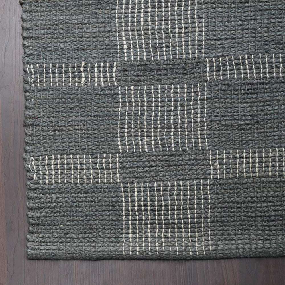 Beige Checkered Jute Area Rug for Modern & Minimal Interiors