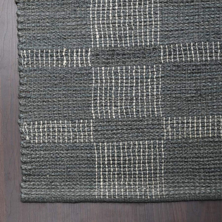 Beige Checkered Jute Area Rug for Modern & Minimal Interiors