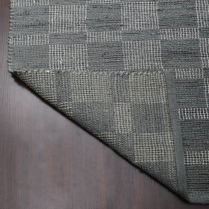 Beige Checkered Jute Area Rug for Modern & Minimal Interiors