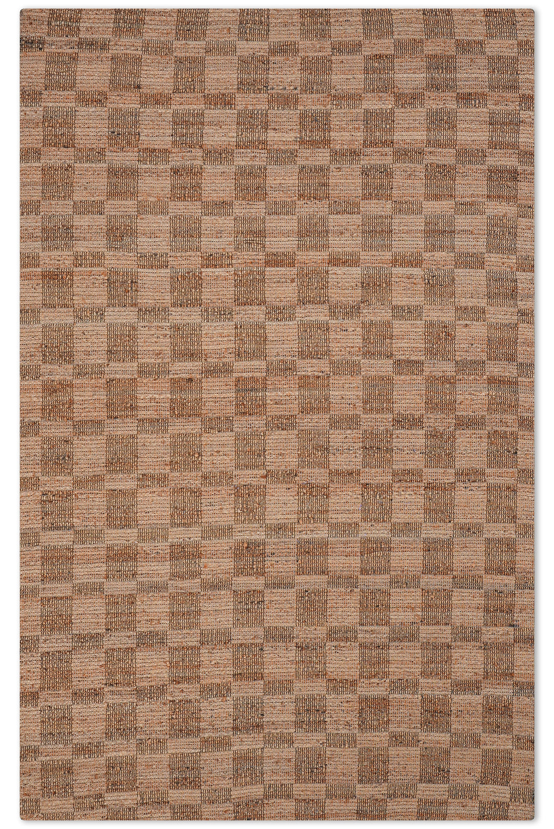 Beige Checkered Jute Area Rug for Modern & Minimal Interiors
