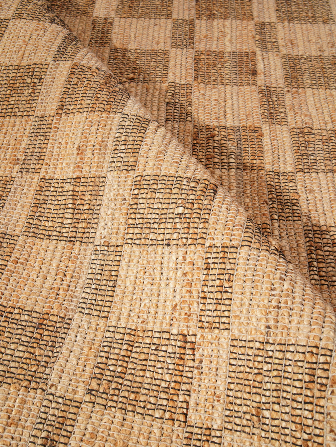 Beige Checkered Jute Area Rug for Modern & Minimal Interiors