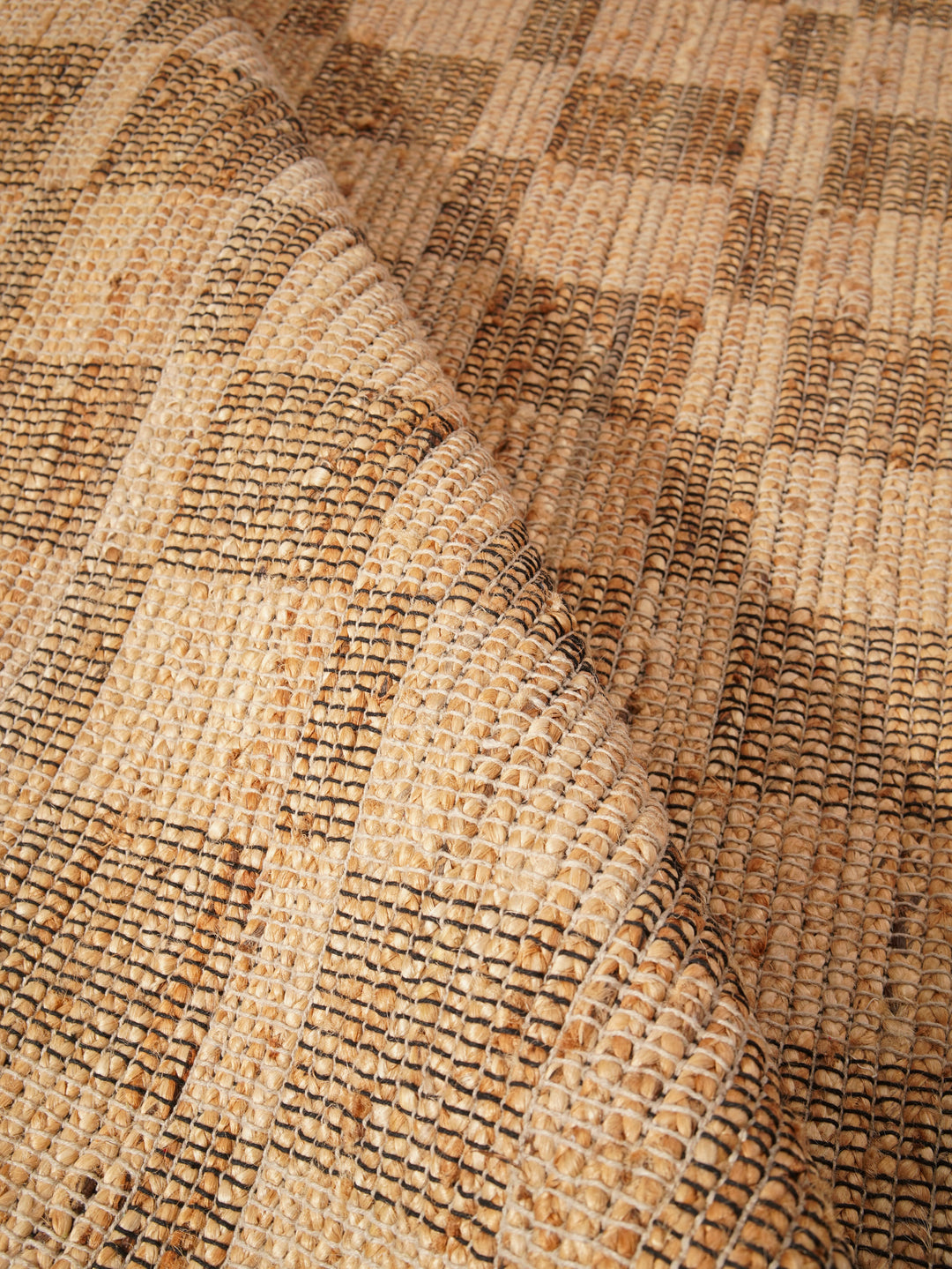 Beige Checkered Jute Area Rug for Modern & Minimal Interiors