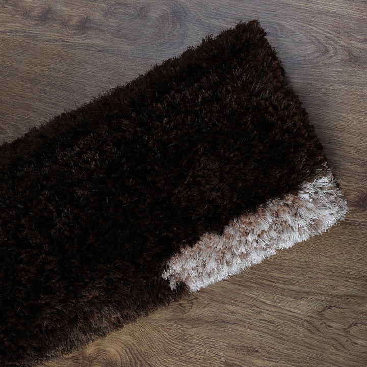 Hand Tufted Shag Polyester Area Rug Geometric Brown Beige K00001