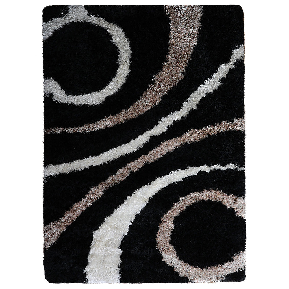 NoirOrbit Hand Tufted Shag Polyester Geometric Rug