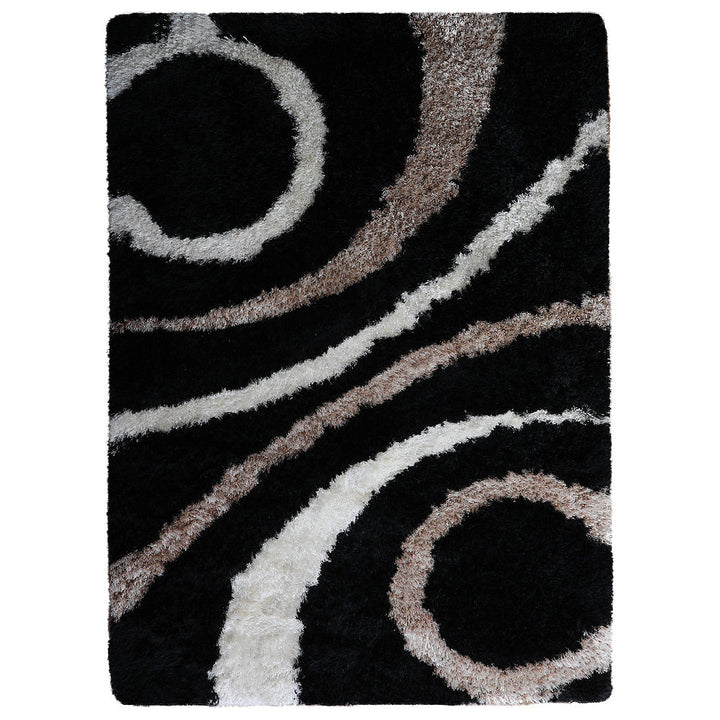 NoirOrbit Hand Tufted Shag Polyester Geometric Rug