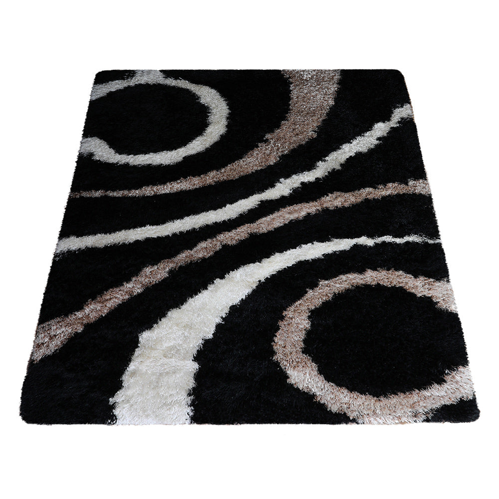 NoirOrbit Hand Tufted Shag Polyester Geometric Rug