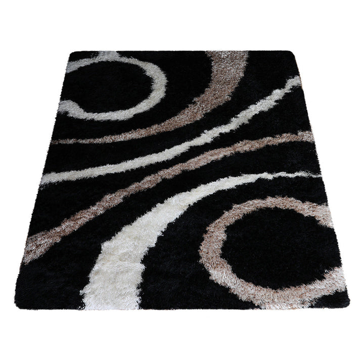 NoirOrbit Hand Tufted Shag Polyester Geometric Rug