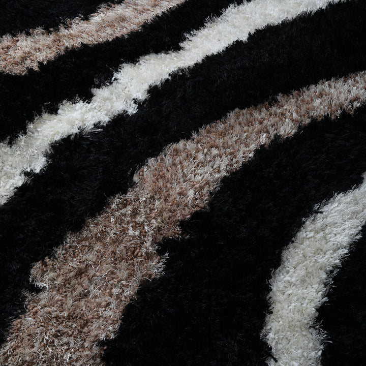 NoirOrbit Hand Tufted Shag Polyester Geometric Rug
