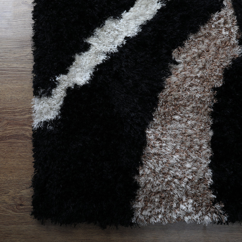 NoirOrbit Hand Tufted Shag Polyester Geometric Rug
