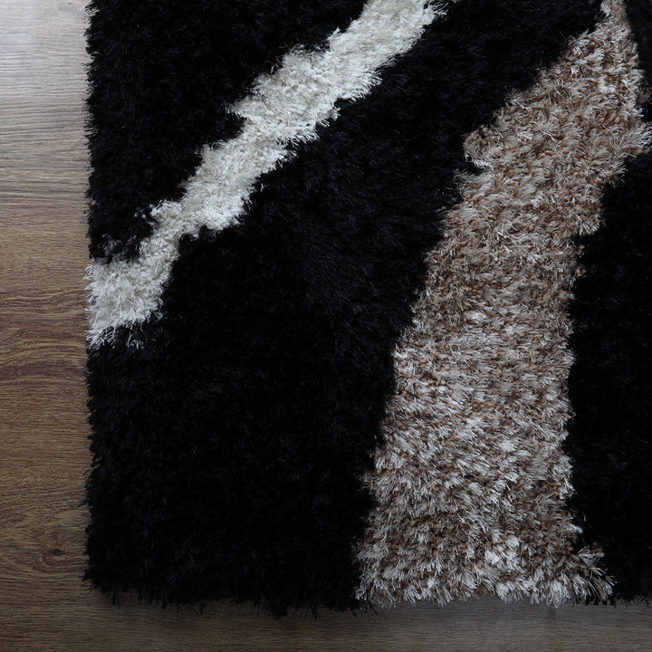 NoirOrbit Hand Tufted Shag Polyester Geometric Rug