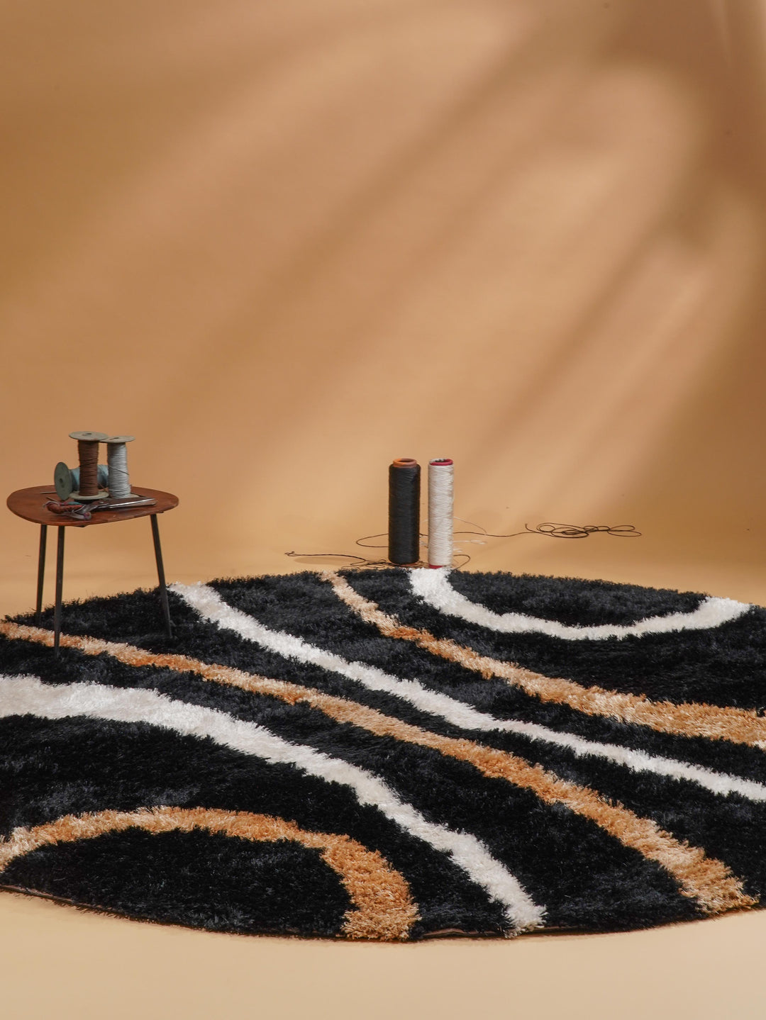 NoirOrbit Hand Tufted Shag Polyester Geometric Rug