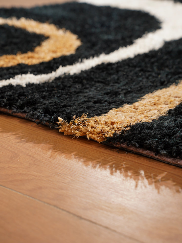 NoirOrbit Hand Tufted Shag Polyester Geometric Rug