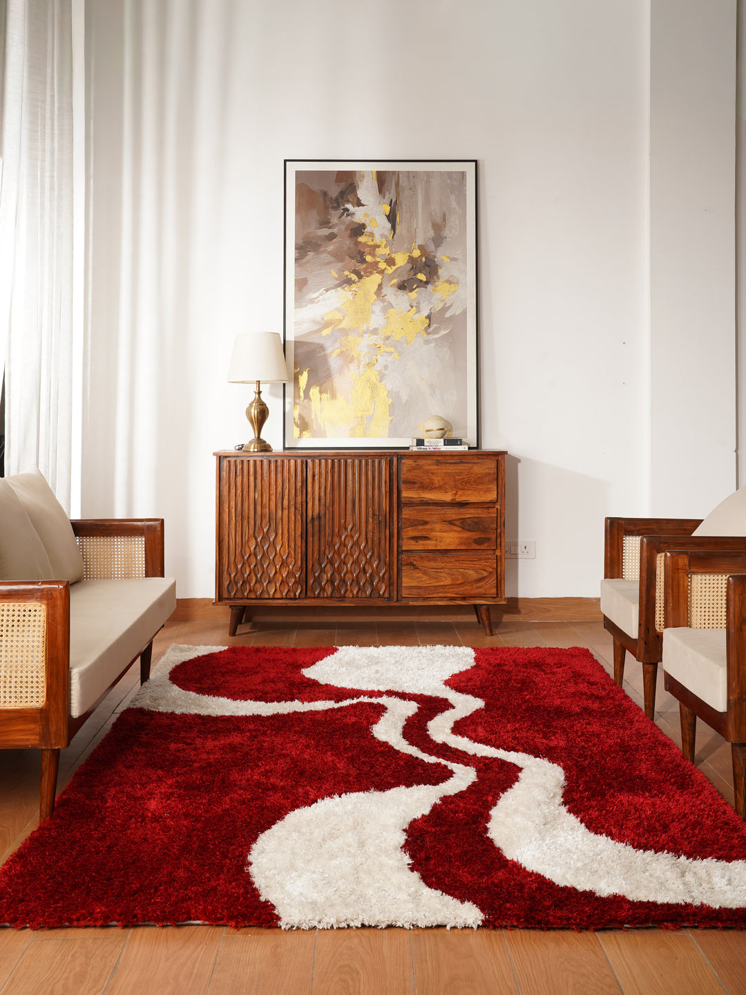 CrimsonFlow Hand Tufted Shag Polyester Contemporary Rug
