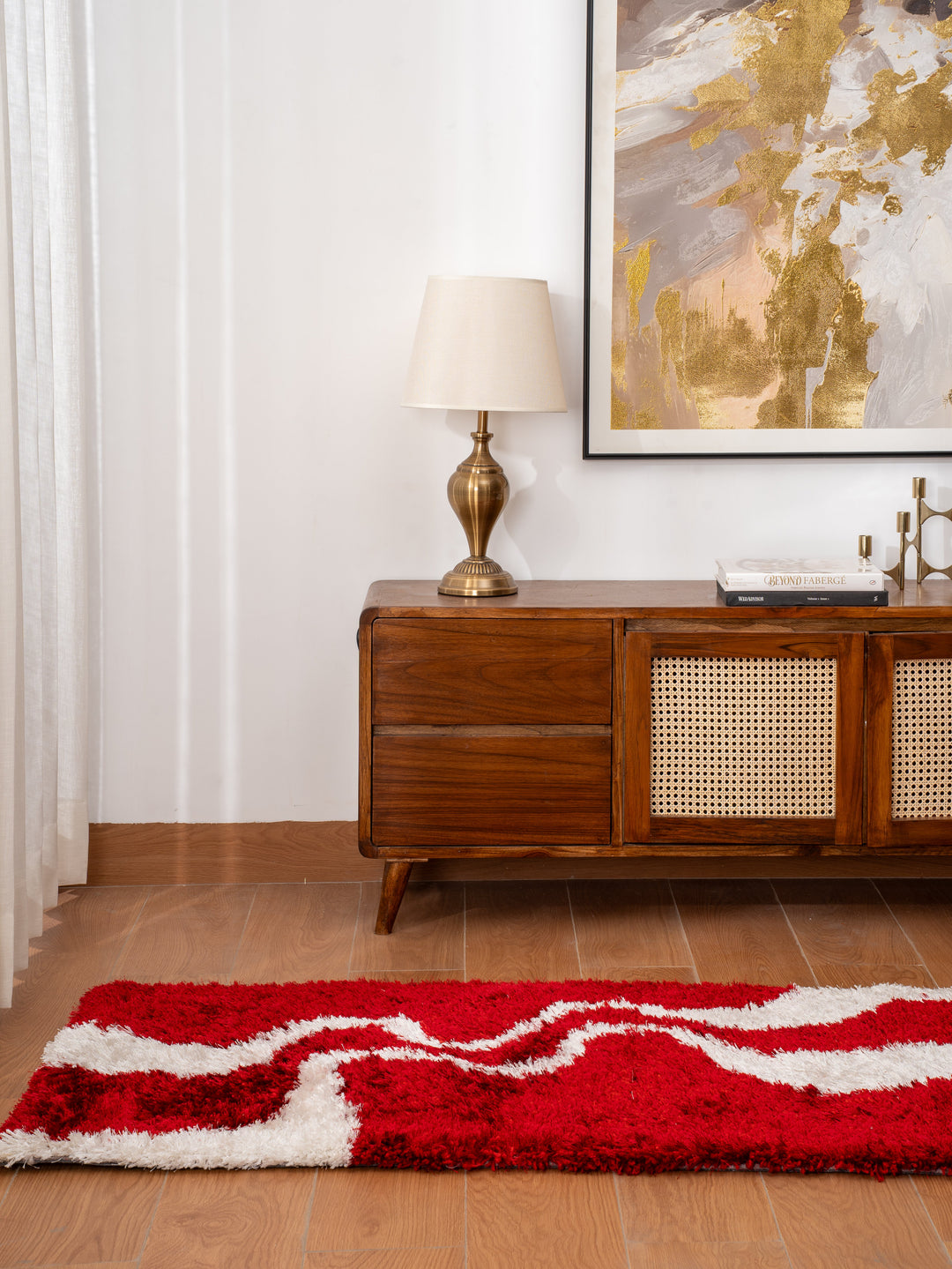 CrimsonFlow Hand Tufted Shag Polyester Contemporary Rug