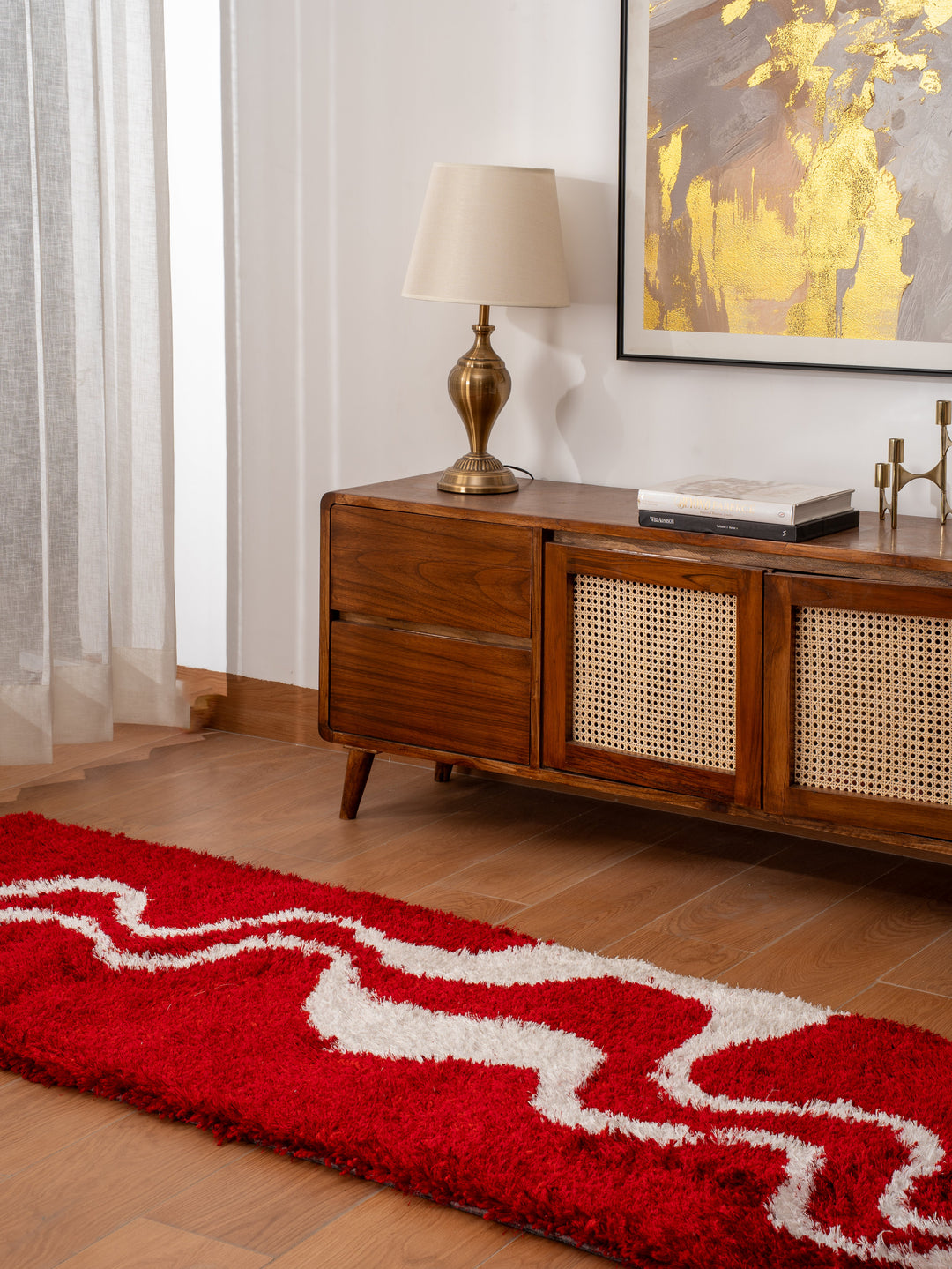 CrimsonFlow Hand Tufted Shag Polyester Contemporary Rug