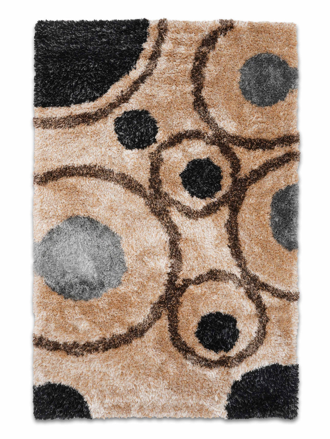 Orbique Hand Tufted Shag Polyester Geometric Rug