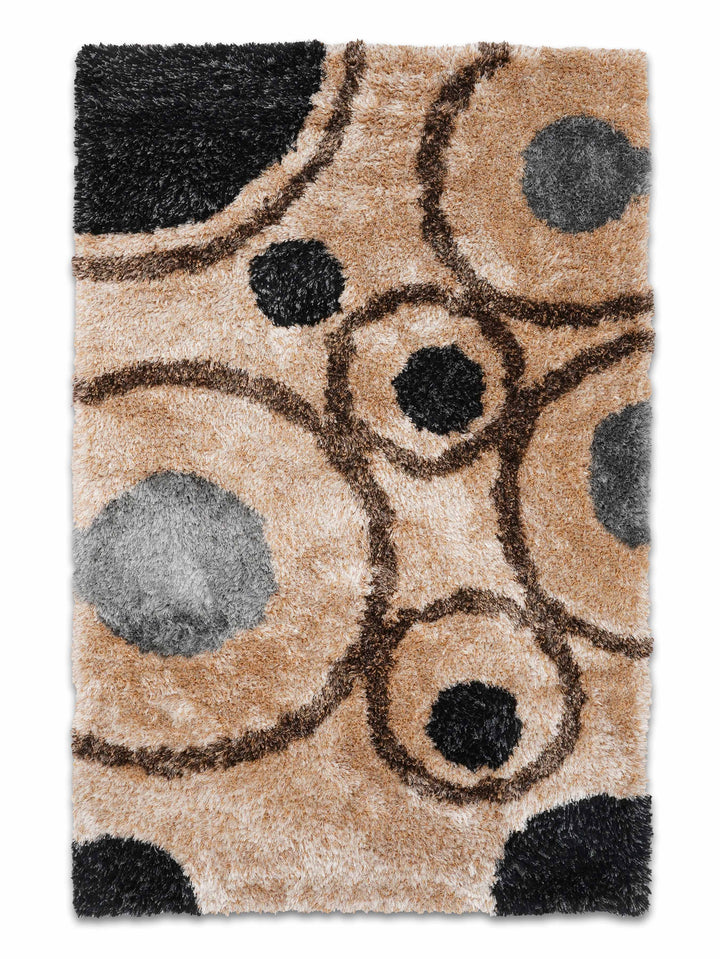 Orbique Hand Tufted Shag Polyester Geometric Rug