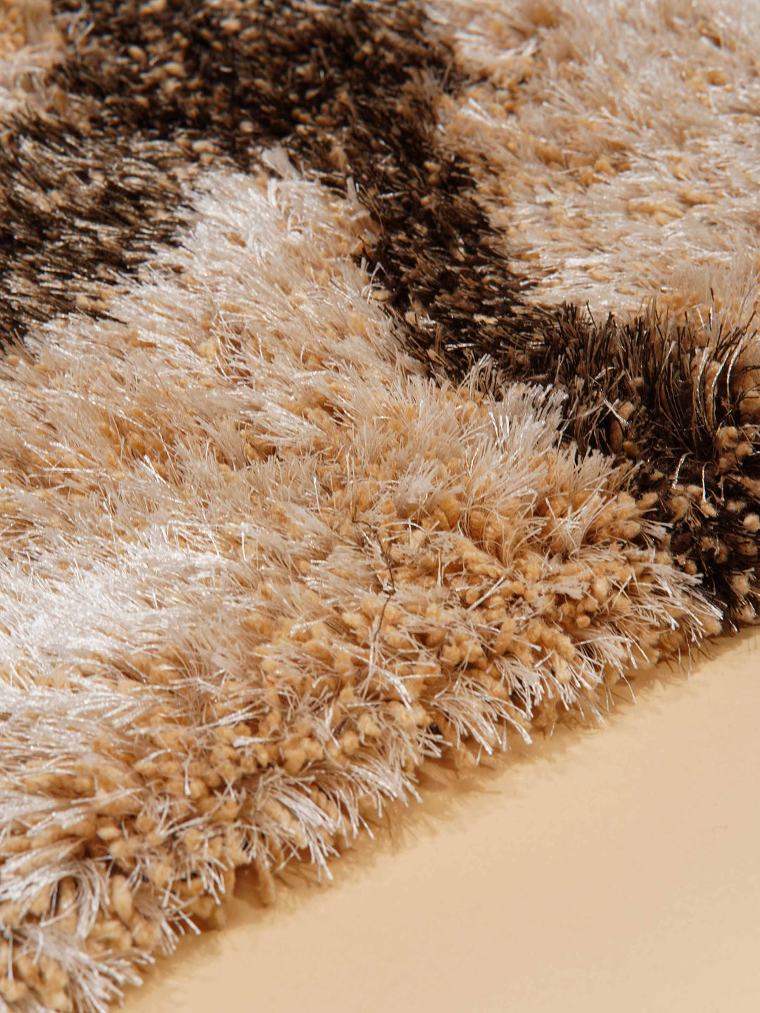Orbique Hand Tufted Shag Polyester Geometric Rug