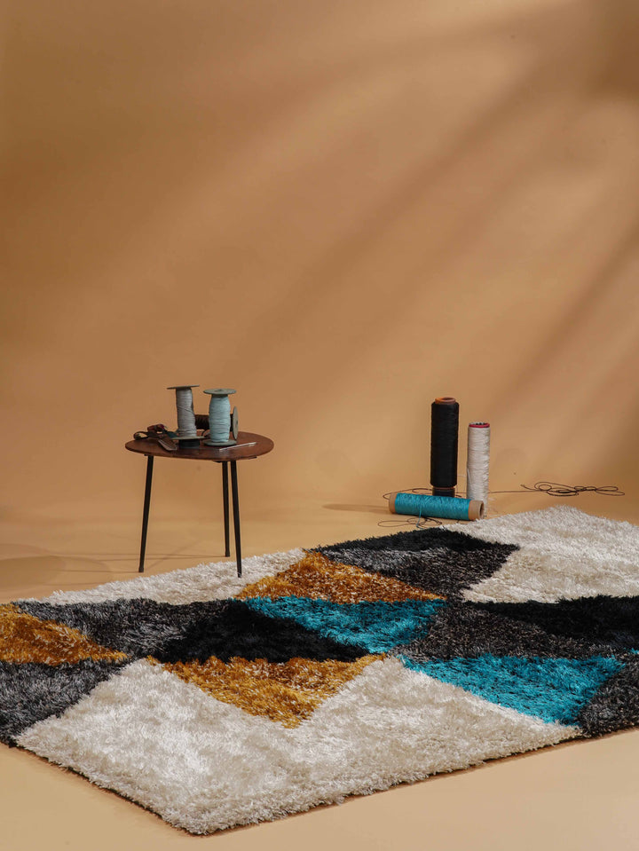 TriVanta Hand Tufted Shag Polyester Geometric Rug