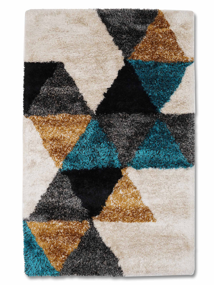 TriVanta Hand Tufted Shag Polyester Geometric Rug