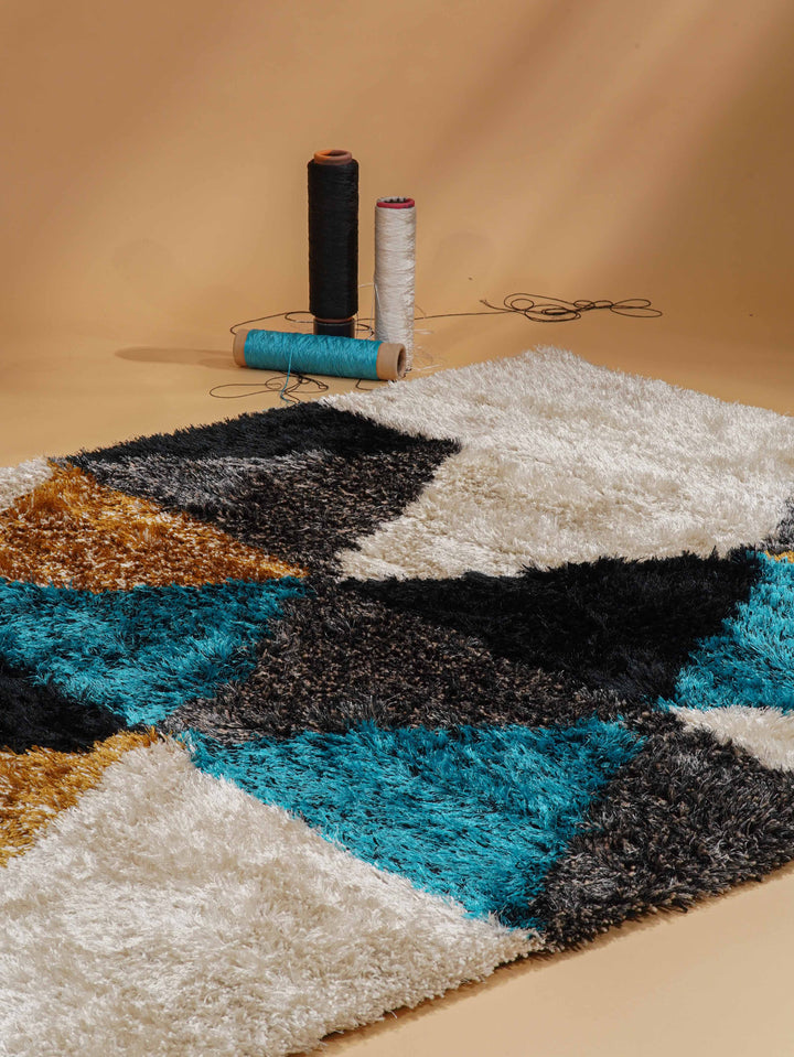 TriVanta Hand Tufted Shag Polyester Geometric Rug