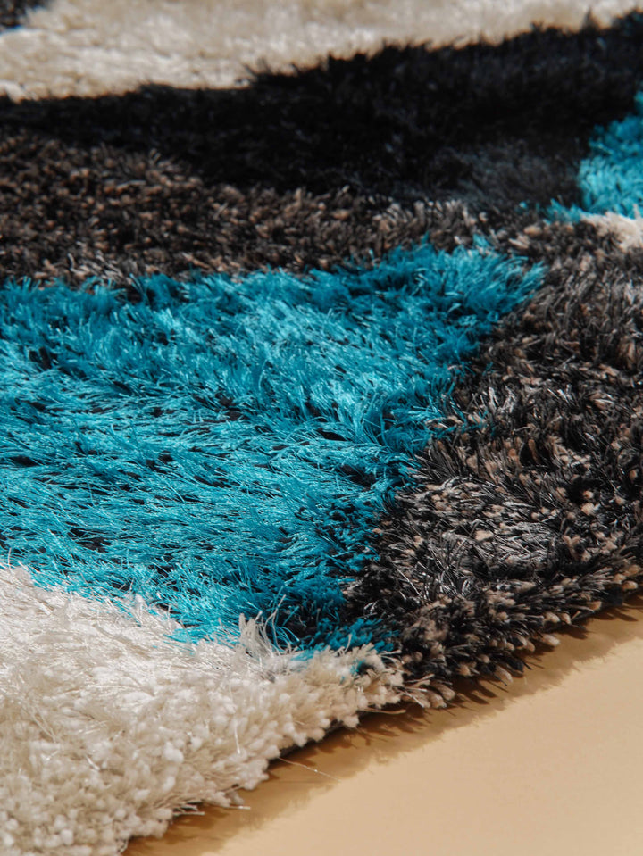 TriVanta Hand Tufted Shag Polyester Geometric Rug