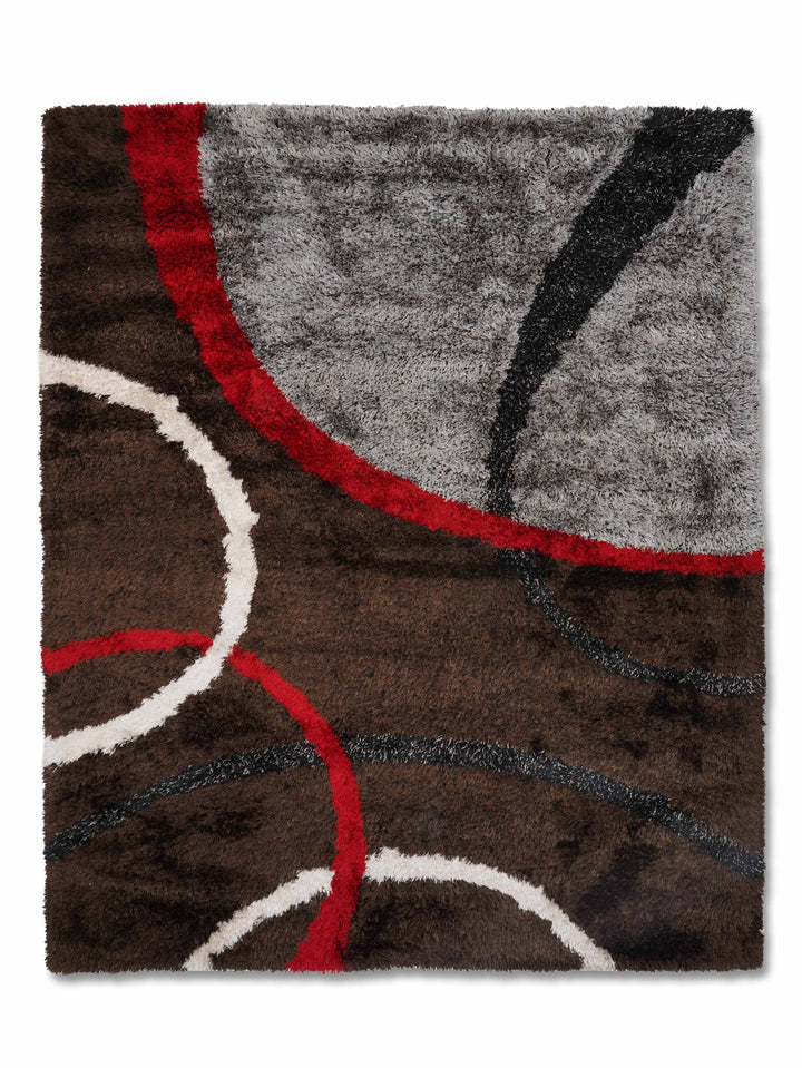 Hand Tufted Shag Polyester Area Rug Contemporary Multicolor K00011