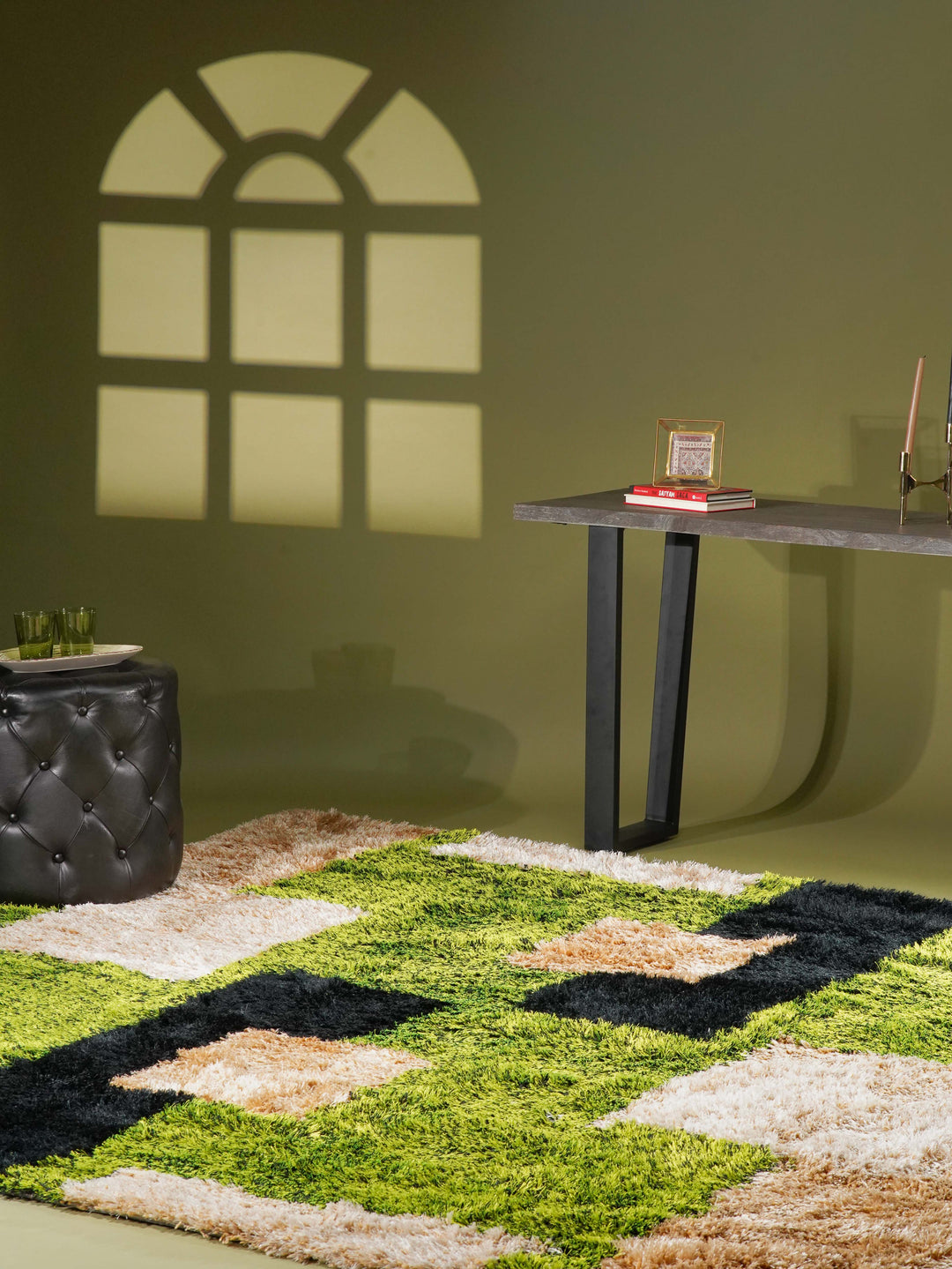 BlockScape Hand Tufted Shag Polyester Geometric Rug