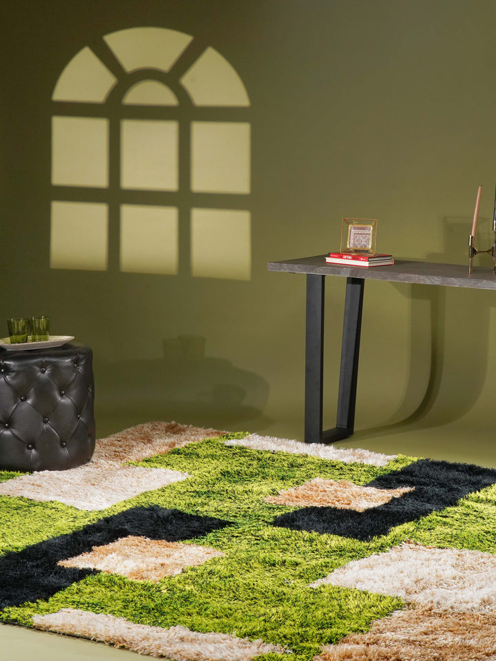 BlockScape Hand Tufted Shag Polyester Geometric Rug
