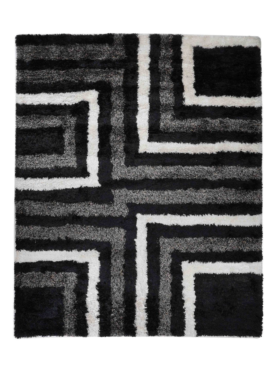 Gridora Maze Hand Tufted Shag Polyester Geometric Rug