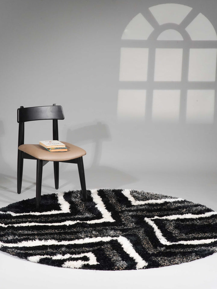 Gridora Maze Hand Tufted Shag Polyester Geometric Rug