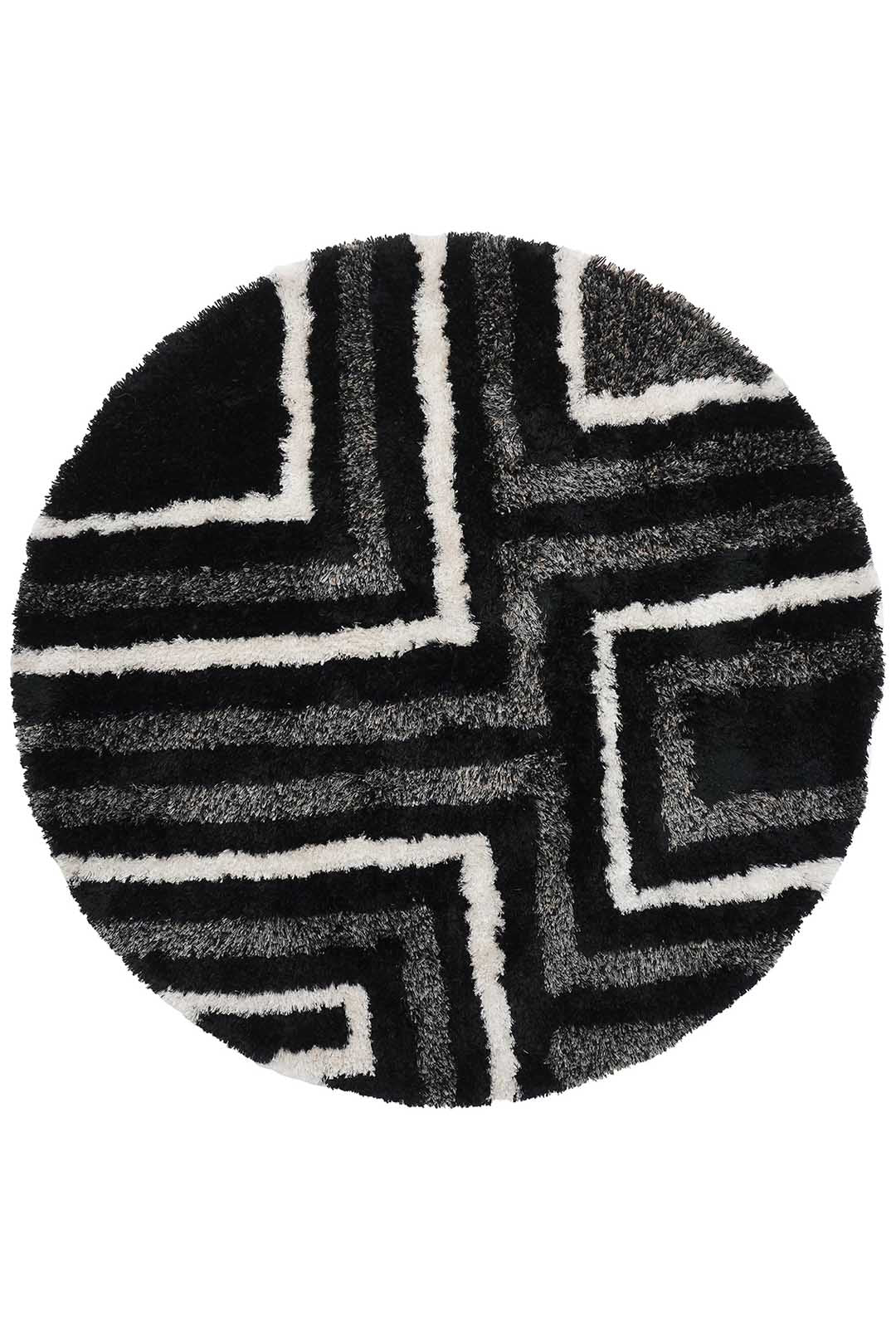 Gridora Maze Hand Tufted Shag Polyester Geometric Rug
