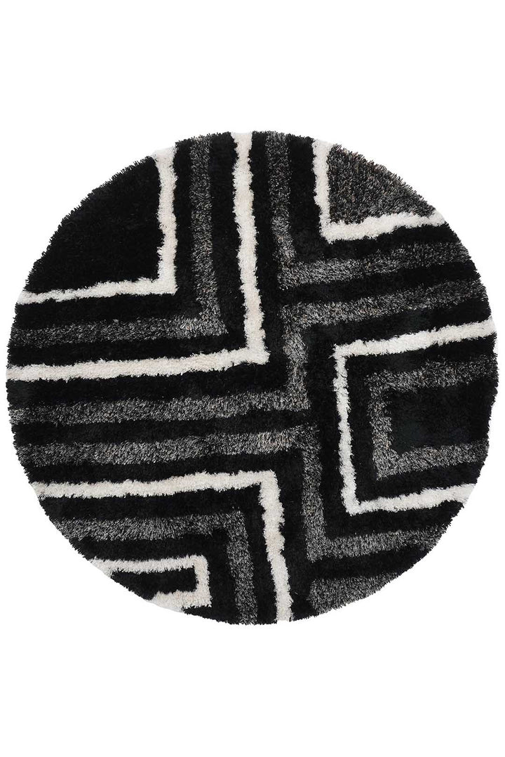 Gridora Maze Hand Tufted Shag Polyester Geometric Rug
