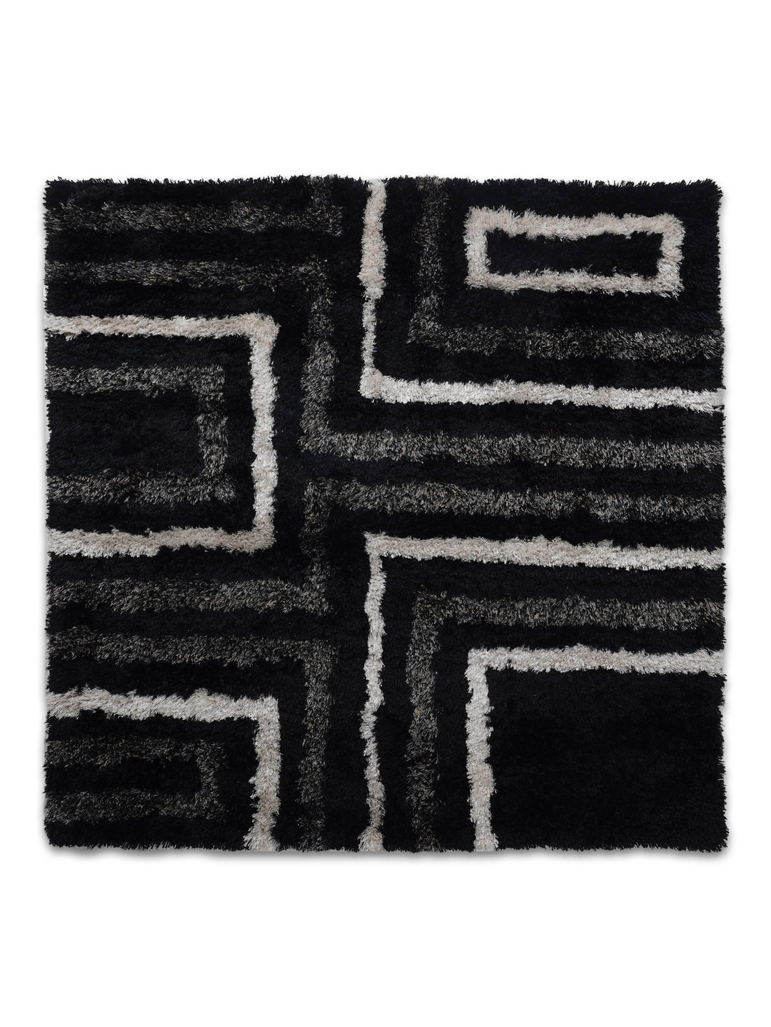 Gridora Maze Hand Tufted Shag Polyester Geometric Rug