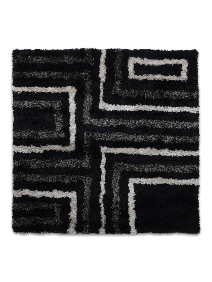 Gridora Maze Hand Tufted Shag Polyester Geometric Rug