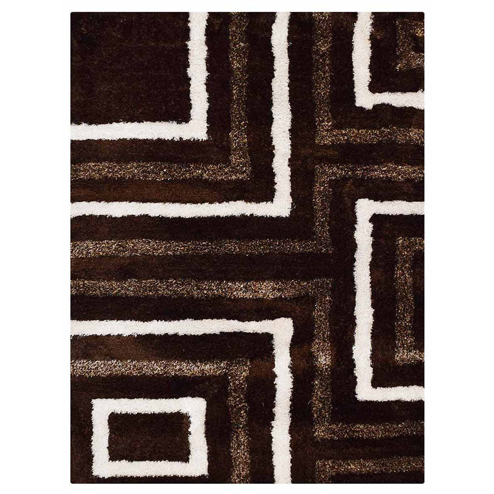 Gridora Maze Hand Tufted Shag Polyester Geometric Rug