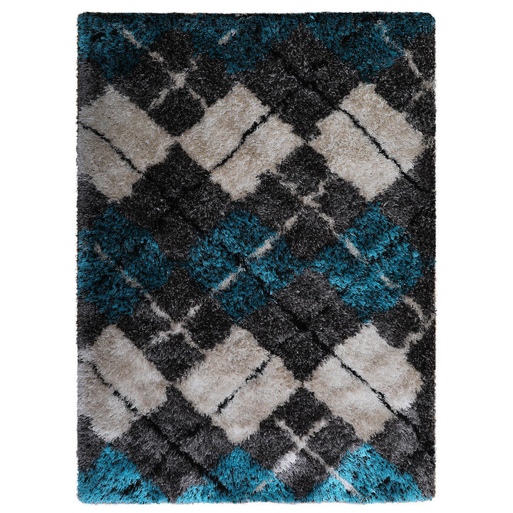 Hand Tufted Shag Polyester Area Rug Geometric Multicolor K00015