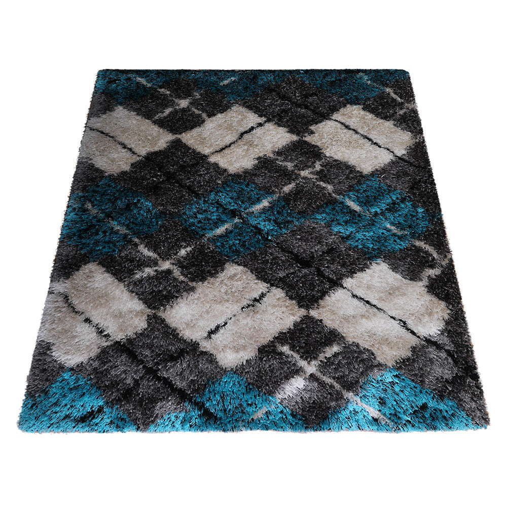 Hand Tufted Shag Polyester Area Rug Geometric Multicolor K00015