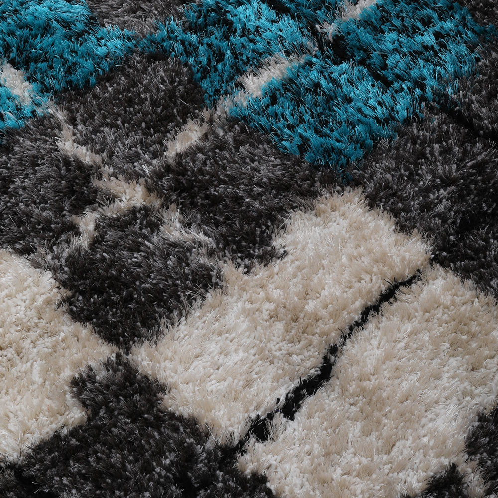 Hand Tufted Shag Polyester Area Rug Geometric Multicolor K00015