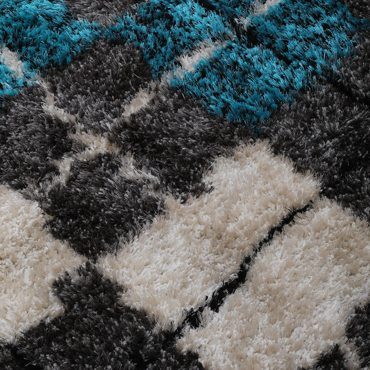Hand Tufted Shag Polyester Area Rug Geometric Multicolor K00015